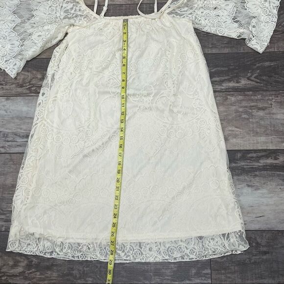 NWT J Gee Ivory Lace BoHo Off The Shoulder Dress Lined Size Small - Picture 10 of 13